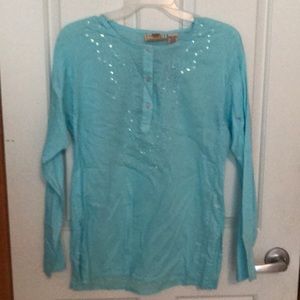 Gorgeous boho sequined top. Mint! Small